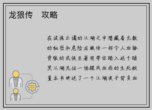 龙狼传   攻略